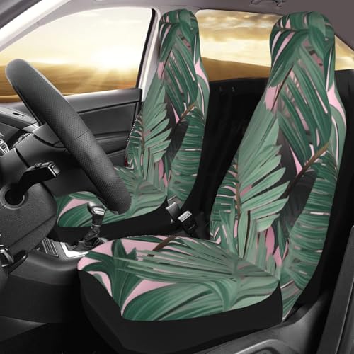 Housses de siege auto respirantes et lavables motif palmier rose vert