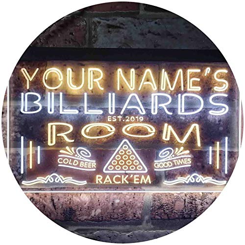 ADVPRO Personalized Your Name Est Year Theme Billiards Room Garage Dual Color LED Neon Sign White & Yellow 24