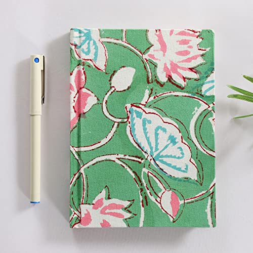 Image of Ravaiyaa - Attitude is everything Hand Block Printed Fabric Journal Handbound Notebook Gifts for Writers Recycled Paper Notebook Diary