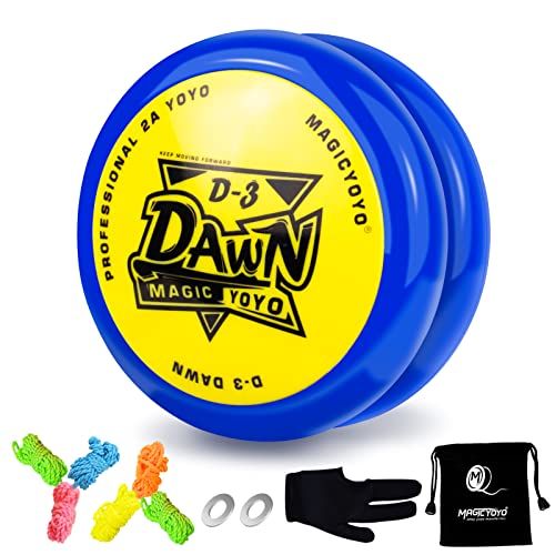 Responsive Yoyo for Kids D3 Professional Yoyo for Beginner, Loop Yoyo String Trick 2A Yoyo + 6 Yoyo Strings + Bag+ Yoyo Glove + 2 Spacers (Blue)