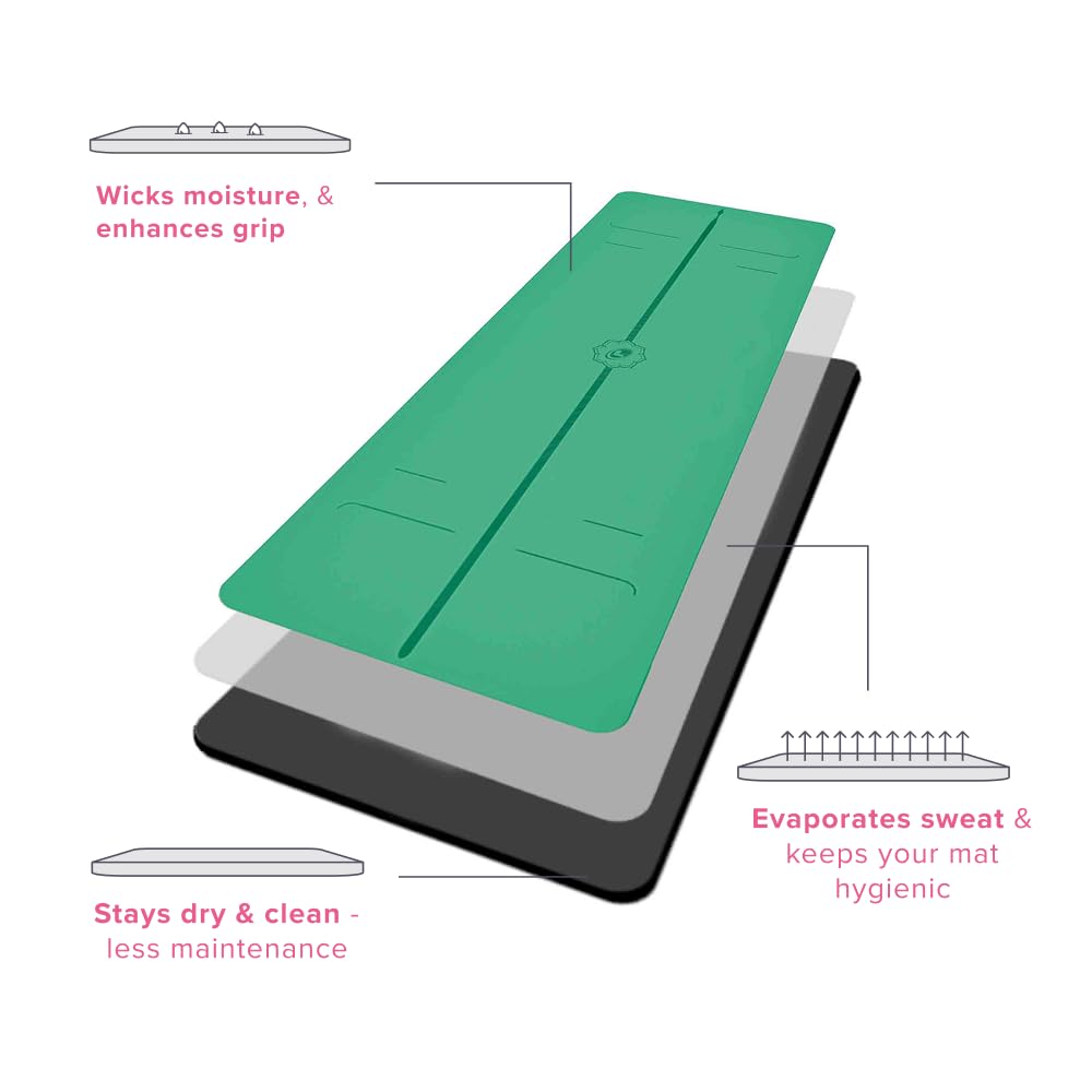Liforme Tappetino da Yoga Evolve - Miglior Tappeto Yoga Eco-Sostenibile, AntiScivolo con Esclusivo Sistema di Indicatori di Allineamento - Tappetini Yoga Biodegradabile in Gomma Naturale