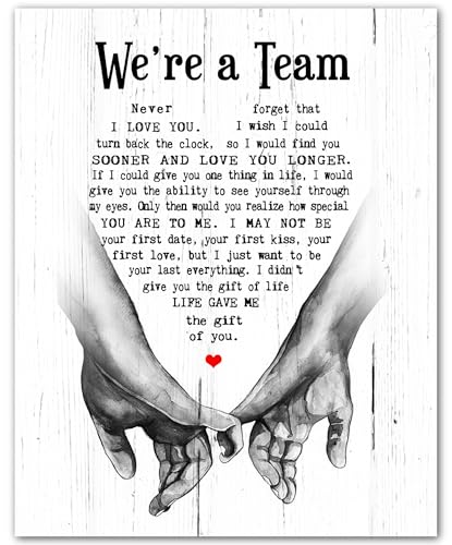 AMERICAN LUXURY GIFTS We're A Team Wedding Vows Wall Art Decor - Inspirational Love & Marriage Quote...