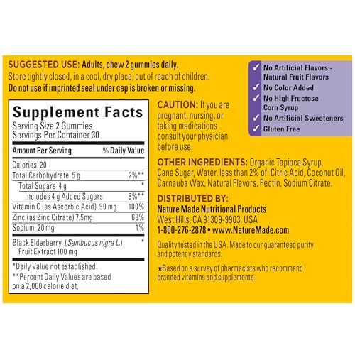 Nature Made Elderberry Gummies with Vitamin C & Zinc, 60 Elderberry Gummies - image 7