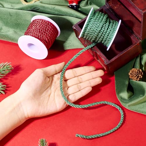Cordon en polyester de qualité supérieure rouge et vert pour ornements de Noël durables - 7