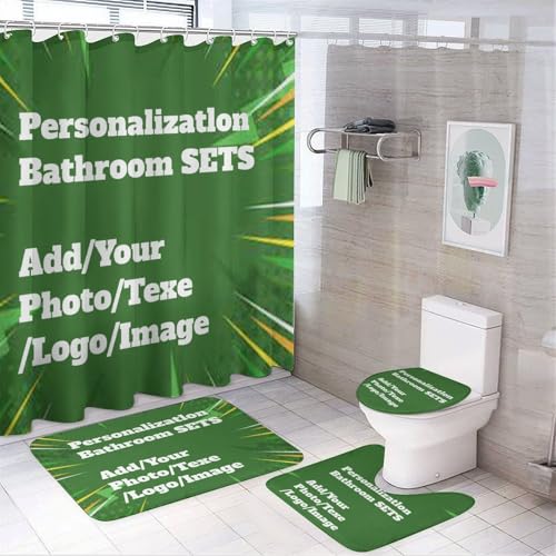 TIFDHIS 4 Piece Suit Custom Shower Curtain Set Personalized Bathroom