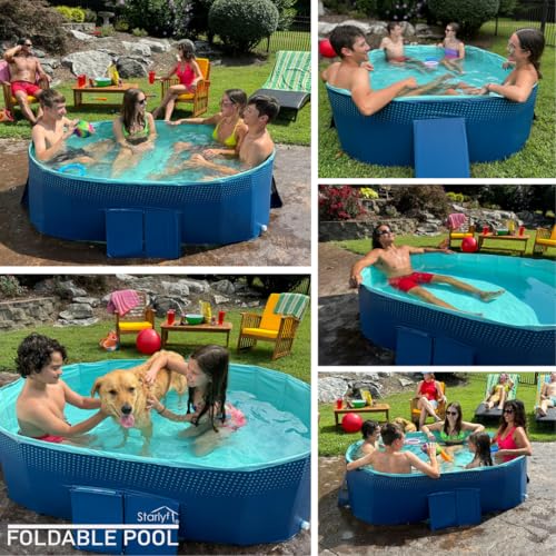 INDUSTEX Planschbecken Foldable Pool, Kinderpool, tragbarer Hundepool, Abnehmbarer Pool, Badewanne, Poolspielzeug, geeignet für Kinder, mittelgroße Haustiere (180 x 110 x 50 cm)
