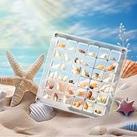 Magnetische Muschelvitrine aus Acryl, 36 Fächer, Muschelvitrine, doppelseitig zu öffnen, magnetische Muschelvitrine aus Acryl für Muscheln, Seesterne, Schmuck, Perlen, Nägel, Schmuck