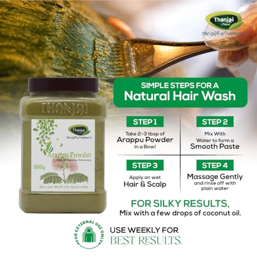 Image of Thanjai Natural Arappu Powder / Albizia Amara 250g (Jar) | 100% Natural, Sun-Dried Herbal Hair Wash & Bath | Traditional Care, No Chemicals, No Artificial Additives