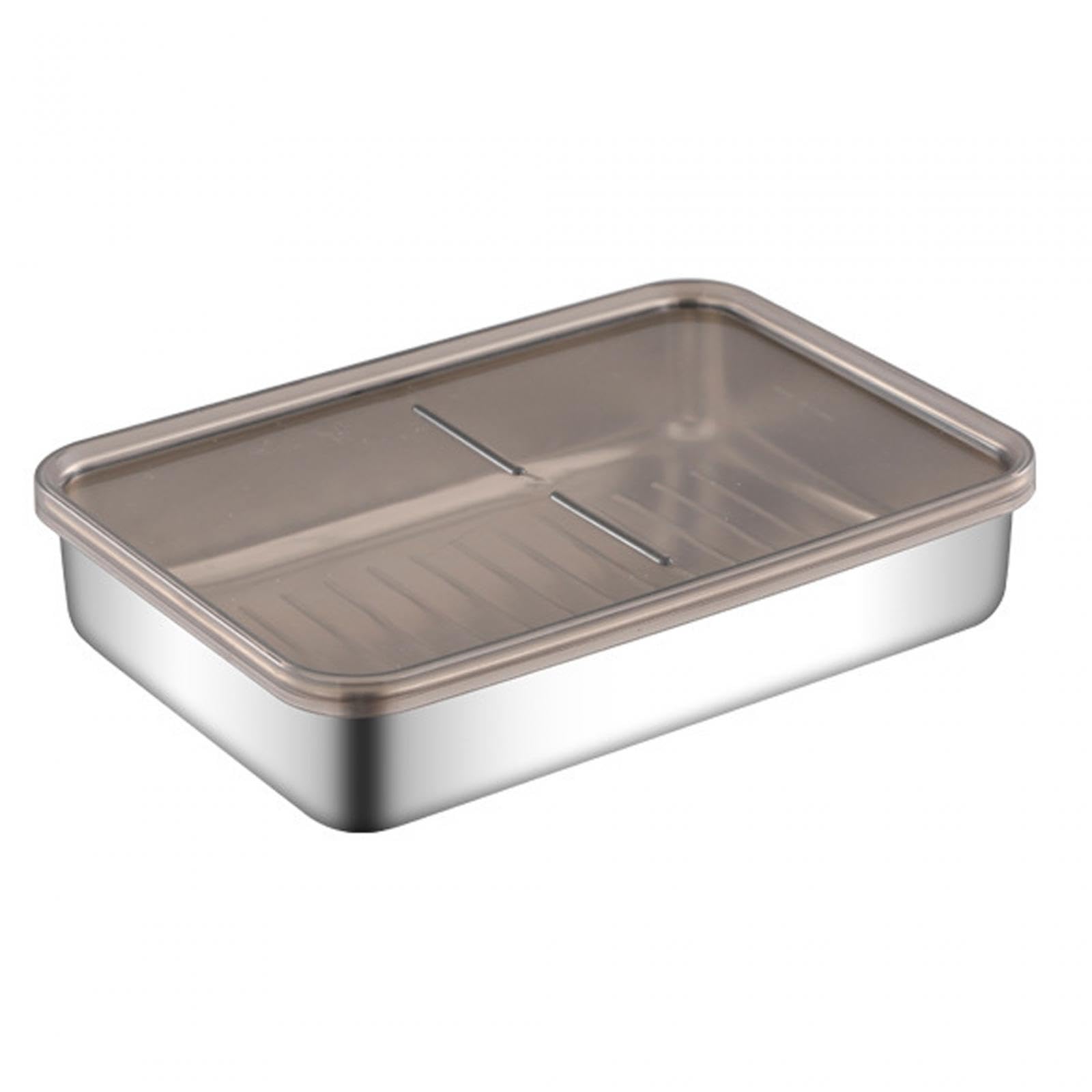 Stainless Steel Food Storage Container Bread Box for Picnic, Office, Travel 19.7cmx14cmx4cm-picture-14