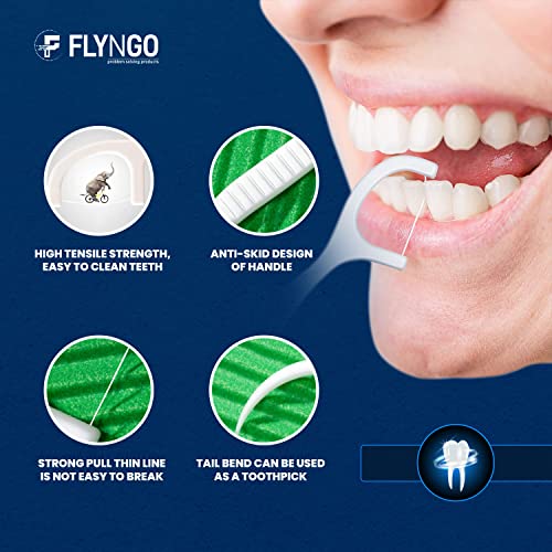 FLYNGO 3 in 1 Tooth Cleaning Dental Floss Toothpicks Plastic Set for Clean Teeth Fresh Breath and Healthy Gums, 50 Piece Set (White) (1) - Image 3