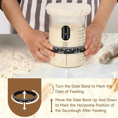 Image of Coco Bird Pro Sourdough Starter Kit- 50oz Large Capacity Sourdough Starter Jar, 17 Flavorful Fermentation Recipes, Sourdough Bread Baking Supplies for Making Delicious Sourdough Breads(Red, 2Set)