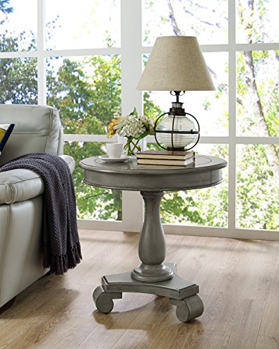 Roundhill Furniture Rene Contemporary Wood Pedestal Side Table, Gray