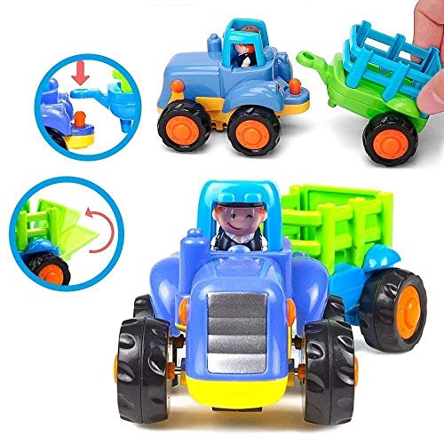 Image of Unbreakable 4 Pcs Building Construction Truck Toy Set for Kids Boys Girls Friction Powered Cement Mixture Dumper Tractor Excavator Toy Pull Back Vehicle (Multicolor)