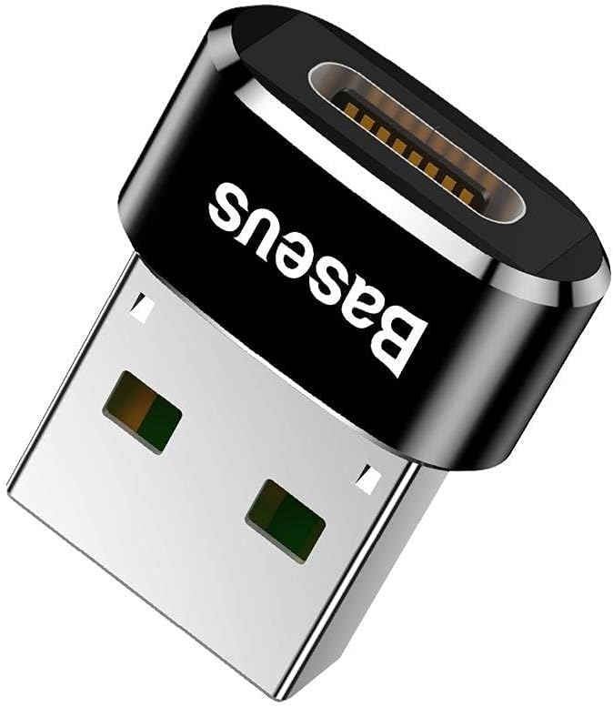 Baseus, Bilgisayar/Telefon Mini Hub Adaptörü, Siyah, 3A, Giriş: USB Type A 2.0, Çıkış: USB Type C,Seyahat Boy, Hafif - Görsel 1