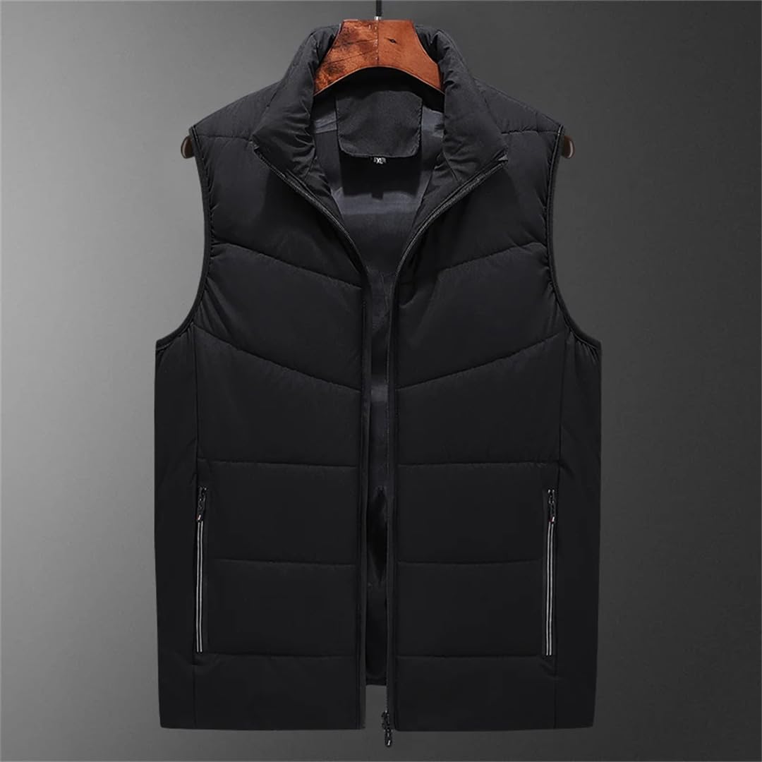 Moda uomo caldo gilet casual senza maniche cotone cerniera risvolto collare gilet