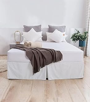 Box Pleated Bed Skirt King Size (72x78 Inches) 18 - Inch Tailored Drop Easy Fit King Bed - Center & Corner Pleats | White