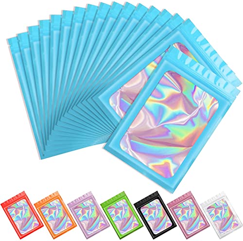 Artcut 100 Stück Baggies Baggys Mylar Bags, Wiederverschließbare Beutel Mylar Beutel, Small Business Packaging, Mylar zum Aufbewahren von Süßigkeiten, Keksen, Schmuck (Blue, 7.5×12cm)