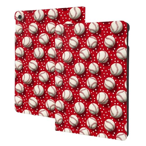 Étui pour iPad 7e/8e/9e gén imprimé baseball rétro rouge avec veille