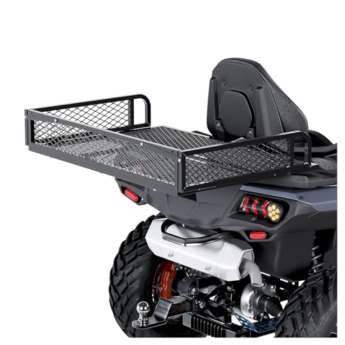 KUAFU Rear Cargo Basket Universal ATV UTV Black Steel Storage Rack Rear Goods Mesh Rack