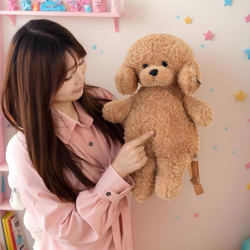 Générique Tasche in Form eines Hundes – Plüschtier – Rucksack in Form eines Hundes für Frauen Reise Schule, kaki, Se référer au descriptif