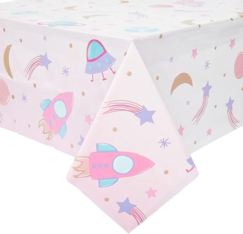 Miniatura 3 de Blue Panda Funda rectangular de plástico para mesa espacial, funda de plástico desechable duradera, decoración de fiesta de galaxia y decoraciones