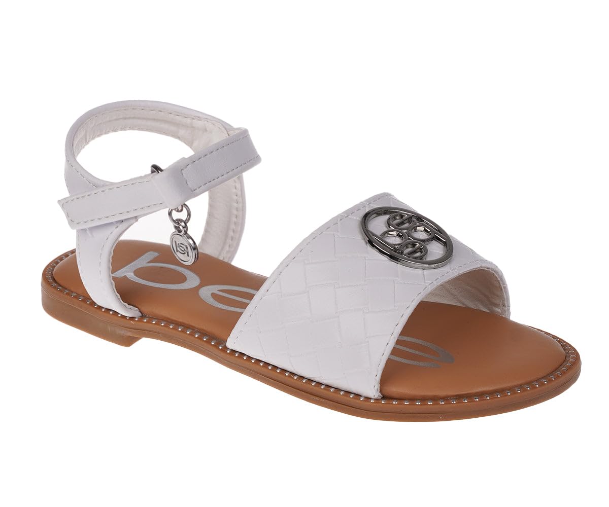 bebe Girls' Sandals - Trendy Flat Designs with Rhinestones, Puffy Straps, Embossed Details and Charms for Toddlers/Little Kids/Big Kids