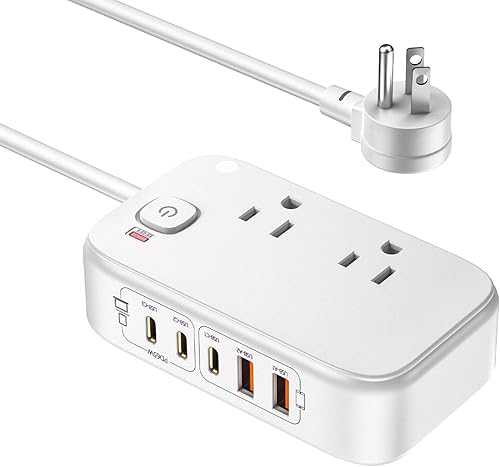 Estación de carga USB para múltiples dispositivos PD 65W Power Strip protección contra sobretensiones 1200J, cable de extensión plano de 5 pies de disponible en Yaxa Guatemala