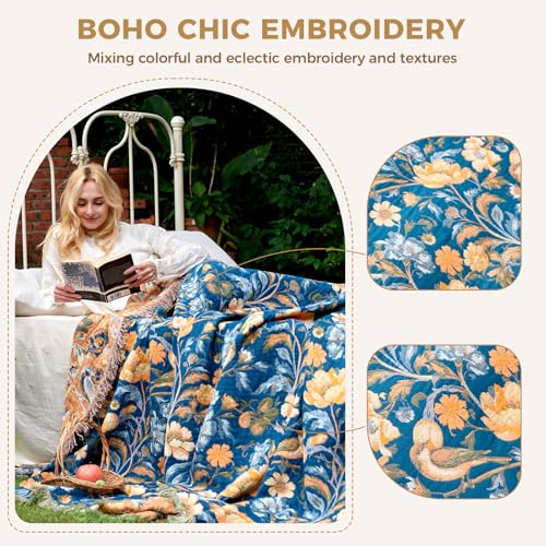 Image of LUTBM Boho Throw Blanket for Bed 60 inchx80 inch, All Season Cotton Couch Blankets