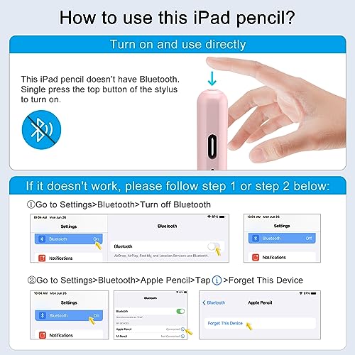 Image of DIGIROOT iPad Pencil NO.1 Sales in US&EU,13 Mins Fast Charge Stylus Pen for iPad with Palm Rejection for 2018-2025 iPad Air 3 /4 /5 /M2 /M3, iPad mini 5 /6, iPad 6 /7 /8 /9 /10 /11, iPad Pro 11 inch,12.9 inch&M4, Pink