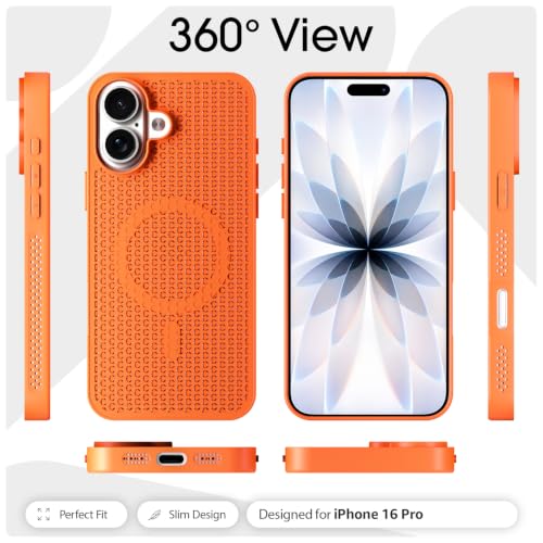 Image of Outlouders Back Cover for iPhone 17 | Honeycomb Cooling Design | Silicone Heat Dissipation | Mag-Safe Compatible | Shockproof Camera Protection Bumper Case (Orange Mag-Safe)