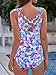 Bathing Suit For Women Racer Back One Piece Swimsuit Tummy Control Fashion Swimwear Blue with Flowers L