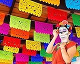5 Pack Day of The Dead Banners Party Decorations, Dia de Muertos 60 feet Long Party Supplies Papel Picado Banner Paper WS200