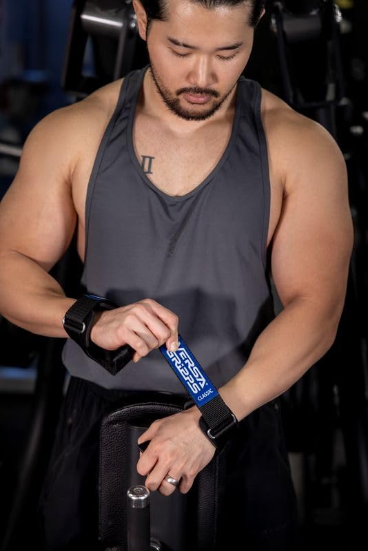 Miniatura 7 de Versa Gripps Clásico, fabricado en los Estados Unidos, correas de muñeca para levantamiento de pesas, el mejor accesorio de entrenamiento