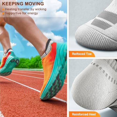 Image of BULLIANT Men Running Ankle Socks 6Pack-Cushioned Support-Low Cut No Show | Fully Terry Sole | Arch Support | Seamless Toe Closure | Moisture-Wicking Breathable Mesh | Reinforced Heel&Toe