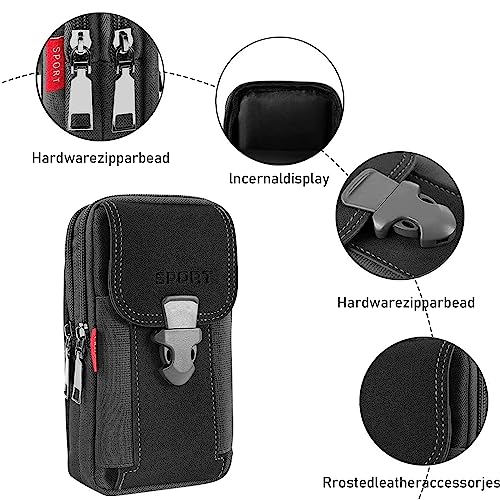 Gürteltasche Herren Multifunktionale Gürtel Handytasche Große Smartphone Tasche Handygürteltaschen Belt Bag Gürtel mit Karabiner Arbeit Taktische arbeitstasche Tasch für Wandern, Camping (Schwarz)