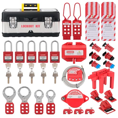 Image of Lockout Tagout Kit Electrical Loto 67PCS OSHA Compliant Safety Kit