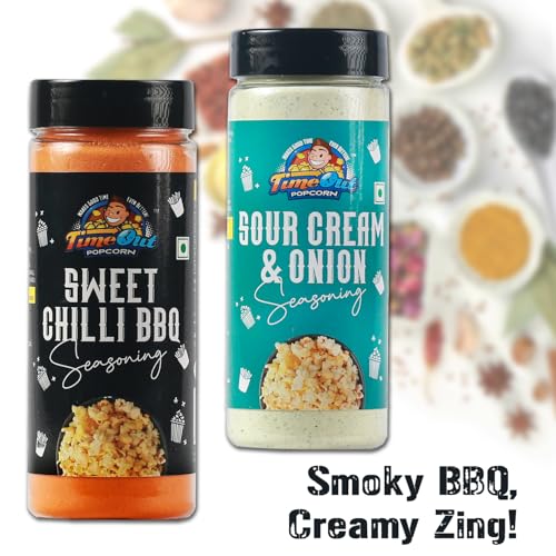 Image of Time Out Popcorn BBQ & Sour Cream n Onion Powder, Multi Use Seasoning For Pop corn, Snacks, Pack of 2, 100g