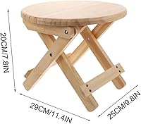 Vista 6 de Happyyami Taburete plegable redondo taburete plegable taburete bajo de madera taburete antideslizante Silla pequeña de madera para el hogar taburete