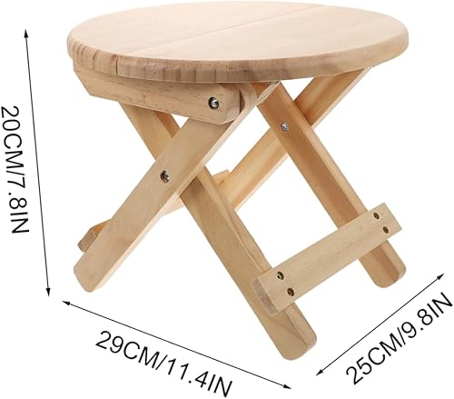 Miniatura 6 de Happyyami Taburete plegable redondo taburete plegable taburete bajo de madera taburete antideslizante Silla pequeña de madera para el hogar taburete