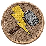 Thor Hammer Patrol Patch - 2' Diameter Round Embroidered Patch (Hook-Fastener)
