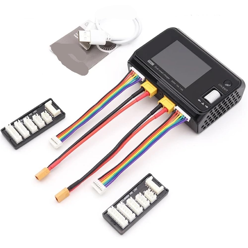 M6D 500W 15A DC Dual Channel Caricabatterie Intelligente Scaricatore Adatto for Batteria Lipo 1-6S con SC100 XT60 e Scheda di Ricarica(M6D XT30)