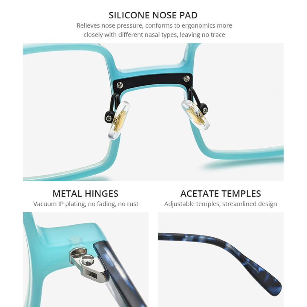 MUTYNE Montura de gafas de acetato para hombre, anteojos cuadrados Retro Vintage, gafas para mujer
