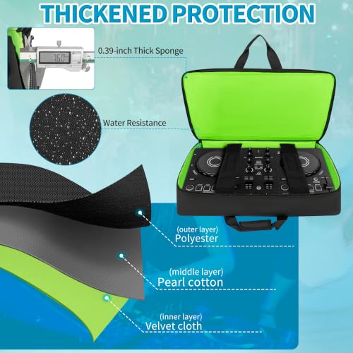 Image of IBVIVIC DJ Controller Case Bag Fits for DDJ-FLX4, DDJ SB3, DDJ SB2, DDJ 400, DDJ RB Padded DJ Travel Carrying Bag DJ Mixer Case
