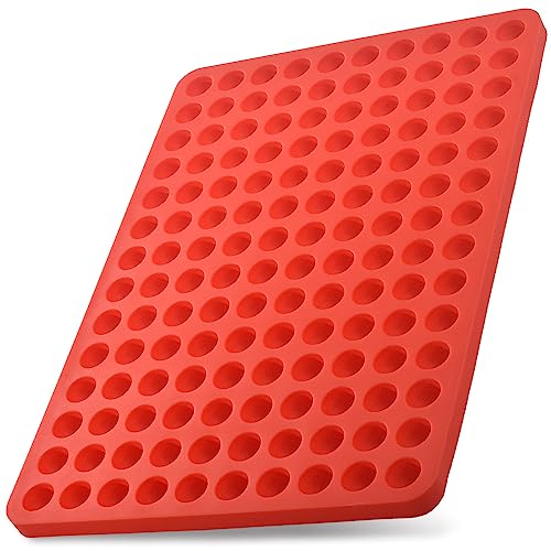 ionEgg - Stampo in silicone a forma di semisfera, 140 cavità, per caramelle gommose, mini teglia per cani, tappetino da forno, tappetino rotondo in silicone per ganache, gelatina, caramelle