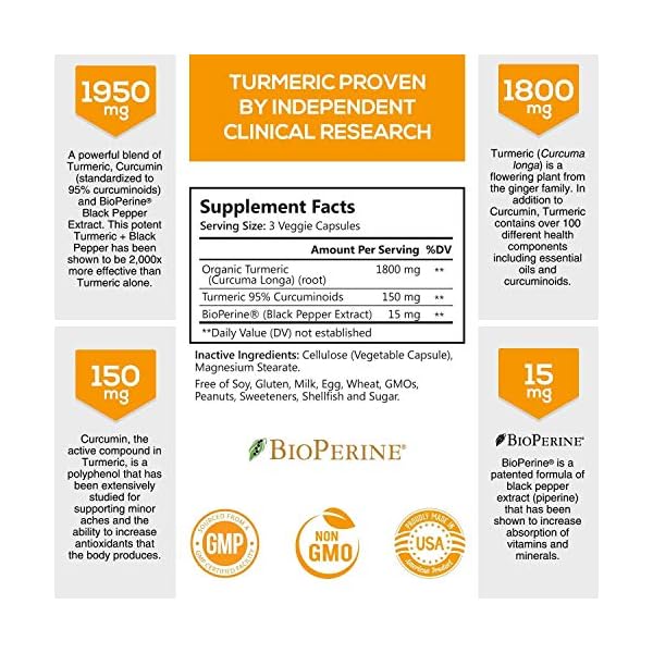 Turmeric-Curcumin-with-BioPerine-95-Curcuminoids-1950mg-with-Black-Pepper-for-Best-Absorption-Made-in-USA-Natural-Immune-Support-Turmeric-Supplement-by-Natures-Nutrition-120-Capsules Turmeric Curcumin with BioPerine 95% Standardized Curcuminoids 1950mg - Black Pepper for Max Absorption, Joint Support, Nature's Tumeric Supplement, Vegan Herbal Extract, Non-GMO, 120 Capsules