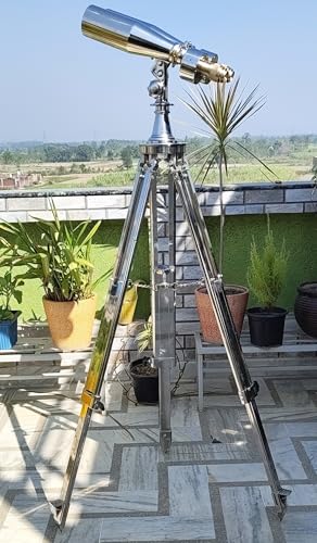 Luxury Nautical Binocular Telescope with Adjustable Tripod – Polished Chrome Finish, for Explorer, Collector, or Home Décor Enthusiast