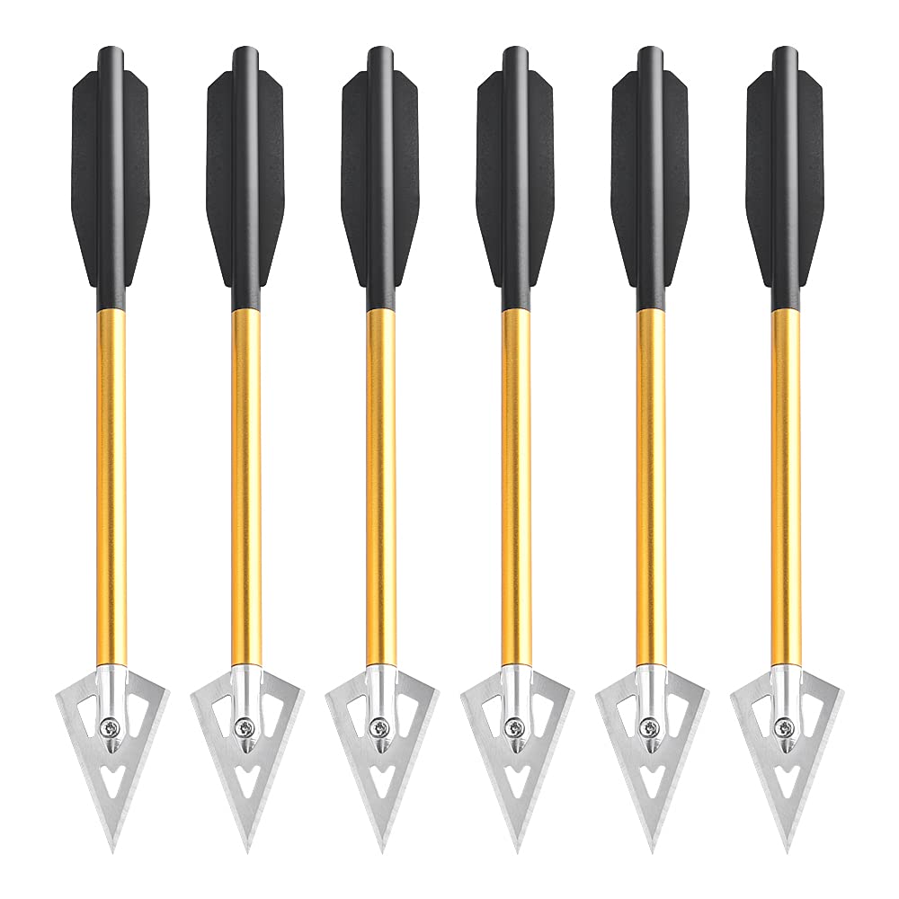 12 Flèches Arbalète 6,3'' Et 6,8'' En Aluminium - Pour Cible, Chasse Petit Gibier - Pointes Métal