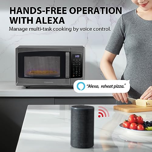 Toshiba-ML-SEM23PBS-Smart-Countertop-Microwave-Voice-Control-with-Alexa-Free-Recipe-in-APP-Kitchen-Essentials-Mute-Function-ECO-Mode-900W-09-Cu-Ft-With-106-Turntable-Black