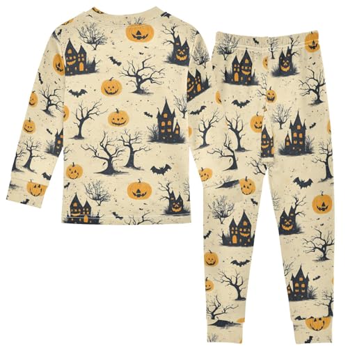 Pajama Sets Long Sleeve Halloween Themed Pattern Prints Soft Comfy Sleepwear 2 Piece PJS 3-8T3