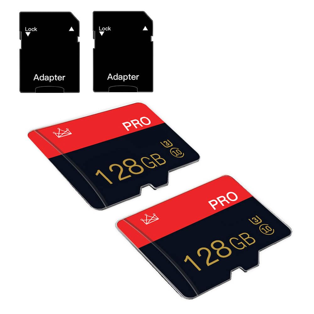 Lot de 2 cartes mémoire Micro SD 128 Go Classe 10 avec adaptateur haute vitesse pour tablette, drone